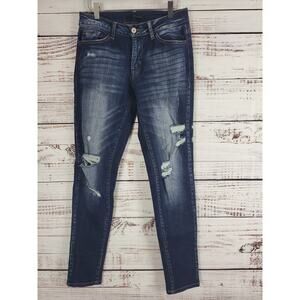 Kancan Jeans 27 Womens‎ Distressed Skinny Leg Mid Rise Dark Wash